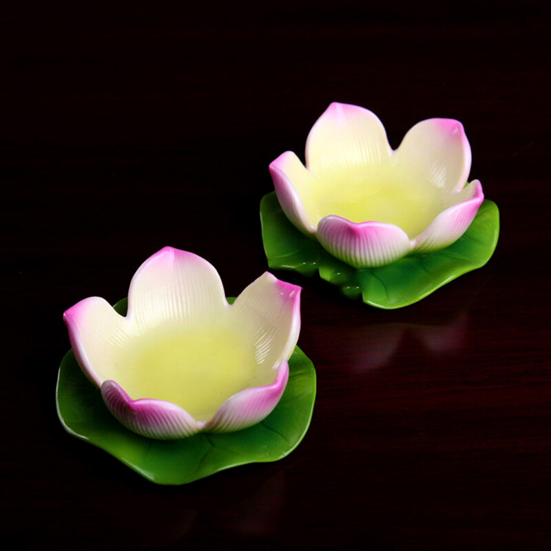物有物语 灯座 陶瓷莲花酥油灯灯座 德化瓷莲花蜡烛台 灯架佛教佛具用品 一个
