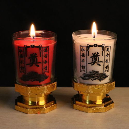 红白色防风无烟酥油水晶蜡烛祭祀灵堂清明扫墓玻璃奠头七室外烛灯