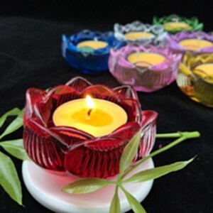 缘益坊七彩莲花蜡烛台 融合传统工艺与现代美学的礼佛供品