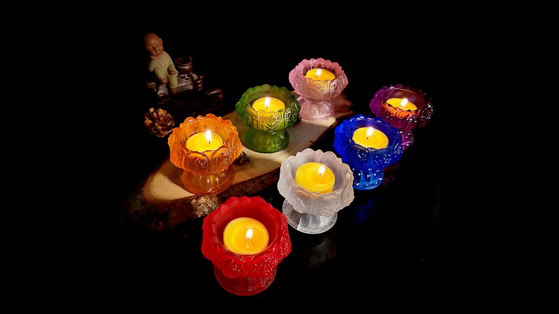 沐恩七彩琉璃莲花灯座 点亮心灵与财运的长明灯